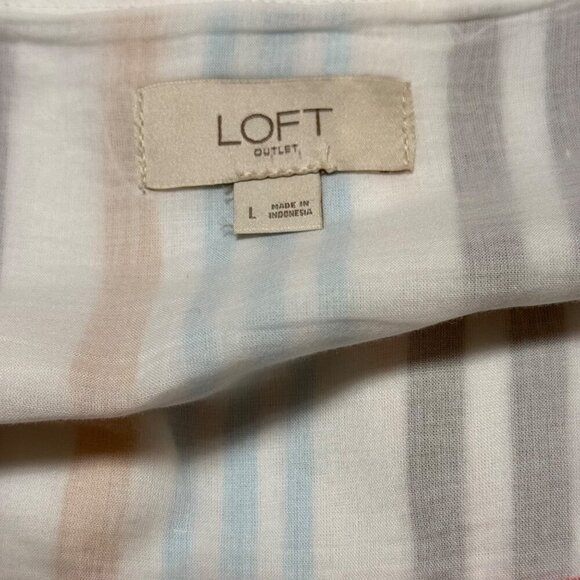 Striped Sleeveless Sundress LOFT Outlet Womens Size L Linen Blend Pockets - Picture 4 of 8